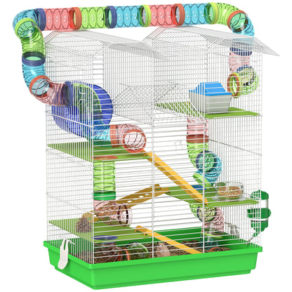 5 Tiers Hamster Cage Animal Travel Carrier Habitat, Green