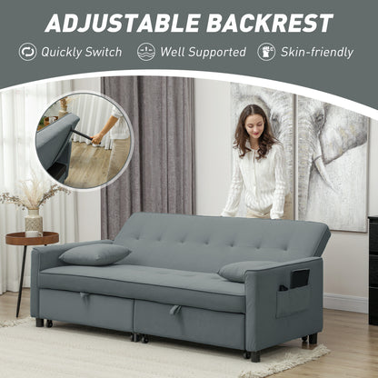 Reversible L-Shaped Sectional Sofa Bed with Cushions, Grey