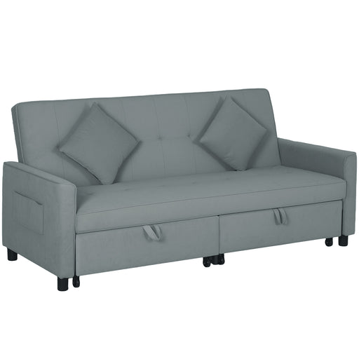 Reversible L-Shaped Sectional Sofa Bed with Cushions, Grey