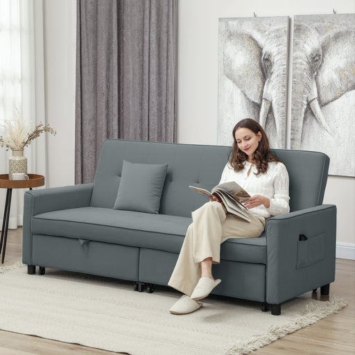 Reversible L-Shaped Sectional Sofa Bed with Cushions, Grey