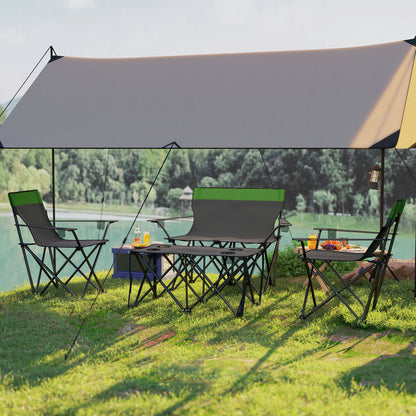 4 Piece Foldable Camping Table and Chairs Set, Olive Green