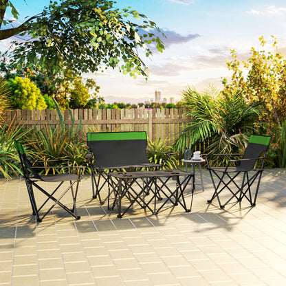 4 Piece Foldable Camping Table and Chairs Set, Olive Green