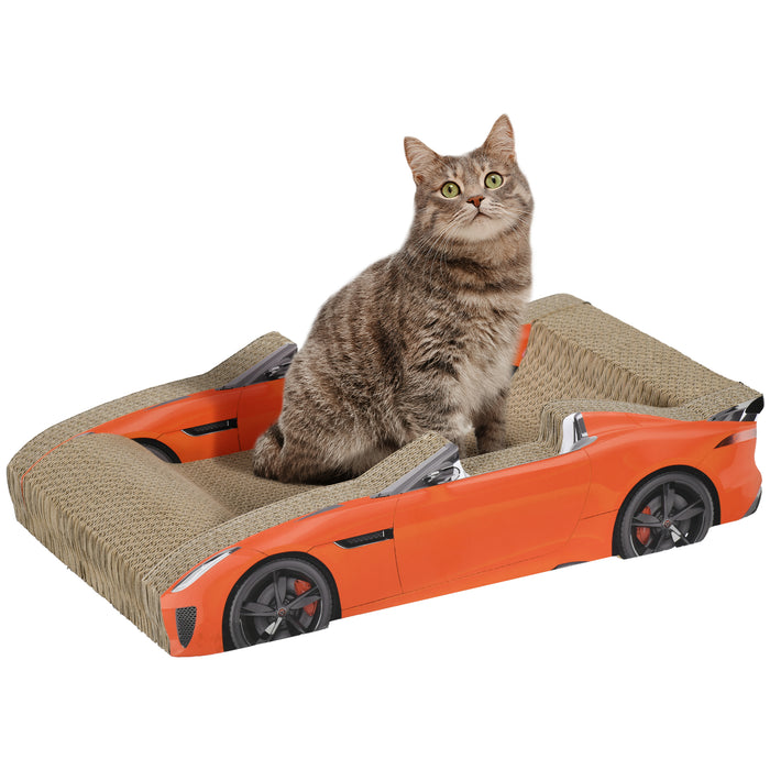 2 in 1 Cat Scratching Board with Catnip, Car-shaped Cat Scratch Bed