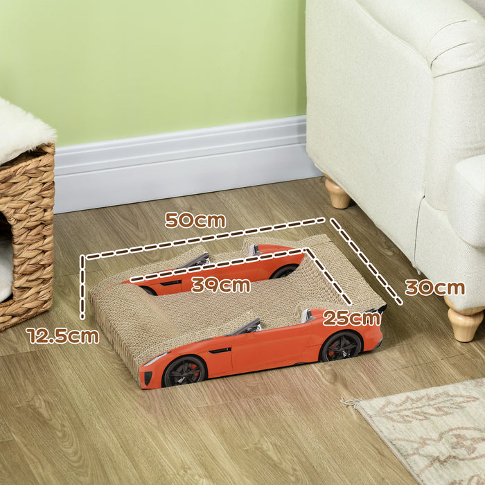 2 in 1 Cat Scratching Board with Catnip, Car-shaped Cat Scratch Bed