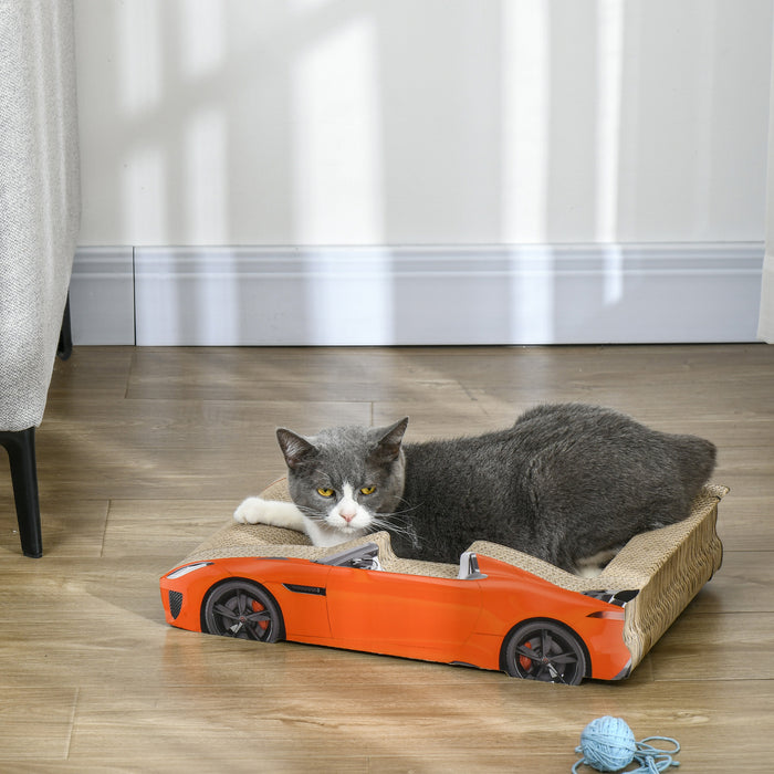 2 in 1 Cat Scratching Board with Catnip, Car-shaped Cat Scratch Bed