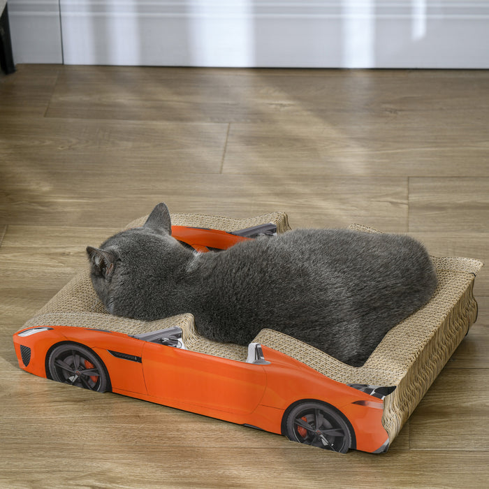 2 in 1 Cat Scratching Board with Catnip, Car-shaped Cat Scratch Bed