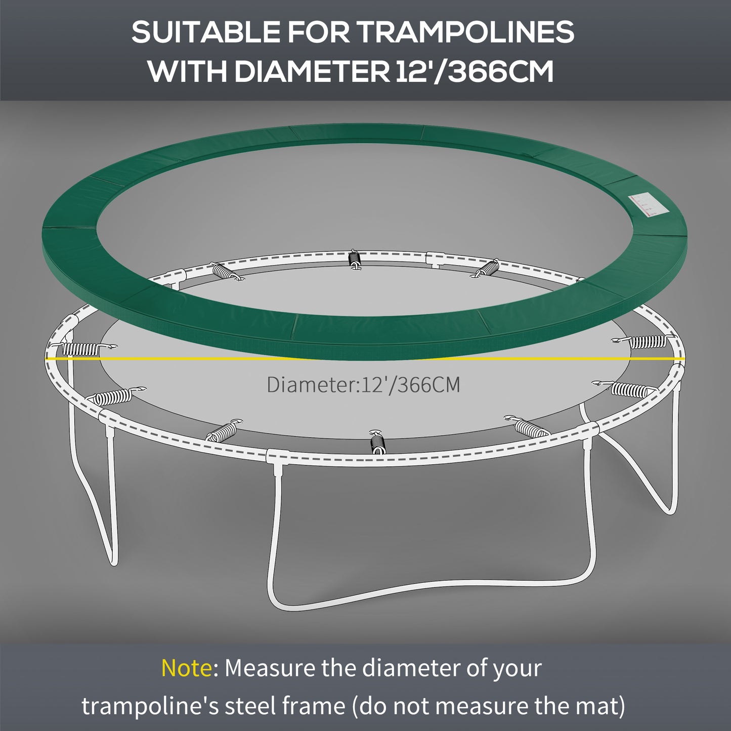 8FT Replacement Trampoline Pad, Thick Foam Safety Cover, Green