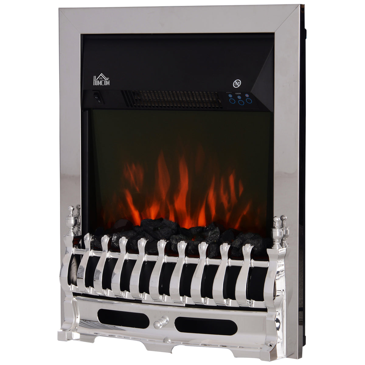 Electric Fireplace 1 & 2KW LED Fire Remote Control Heater Silver