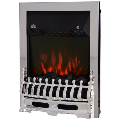 Electric Fireplace 1 & 2KW LED Fire Remote Control Heater Silver