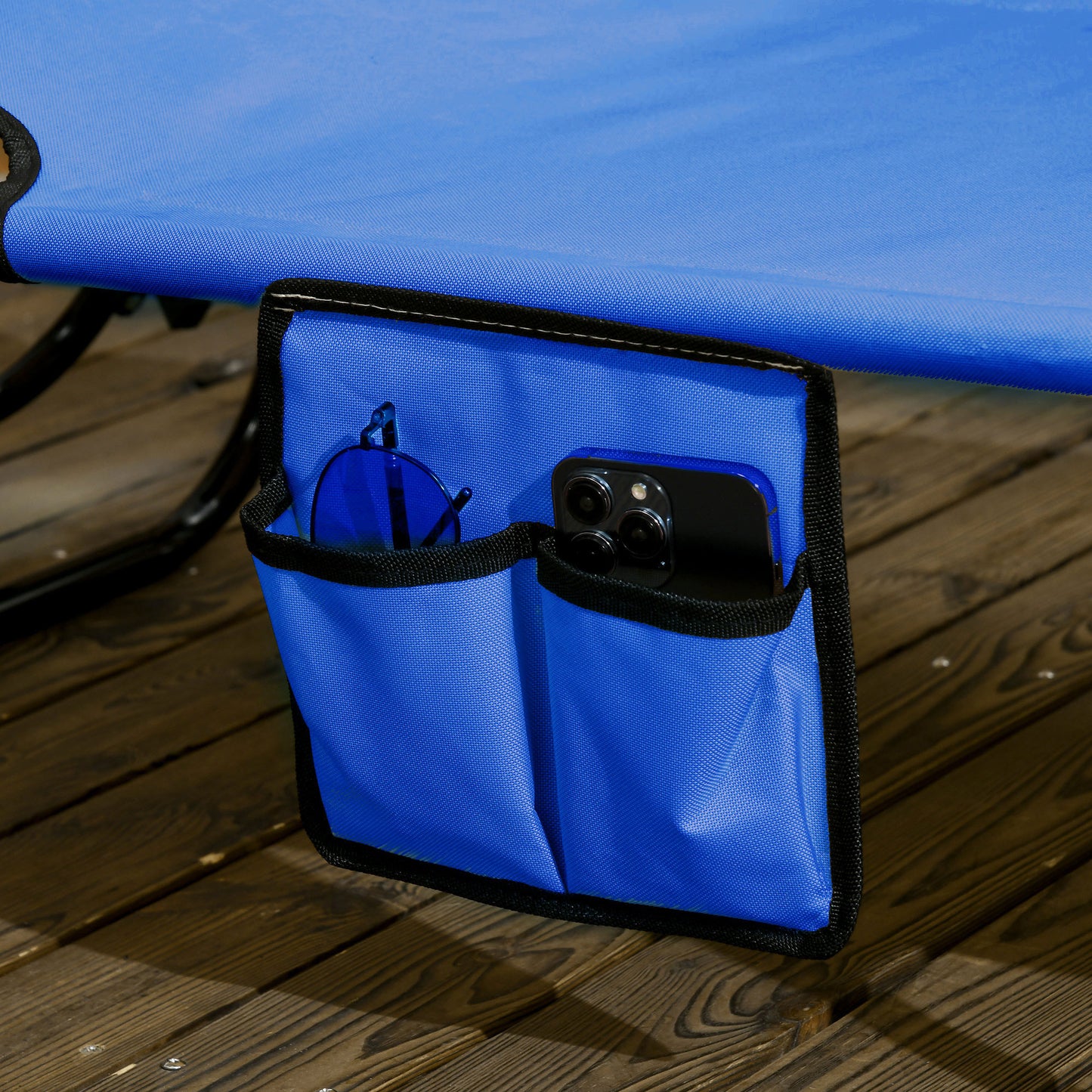 2 Piece Folding Sun Loungers with Adjustable Backrest, Blue