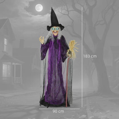 Voice Activated Halloween Animatronics Standing Witch, Purple