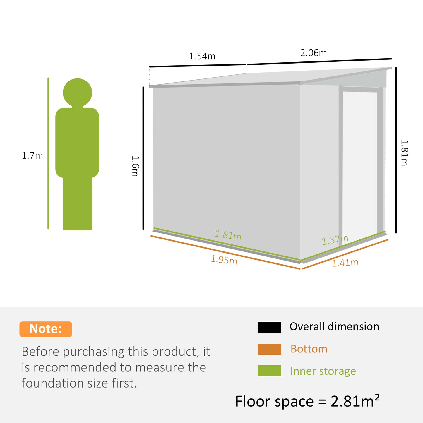 7 x 5FT Galvanised Metal Garden Shed with Foundation, Lean to Shed, Tool Storage House with Sliding Doors, 2 Vents, Adjustable Shelves and Hooks, Dark Grey