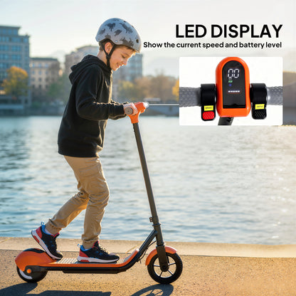 Electric Scooter, Lightweight E Scooter with LED Display, Orange
