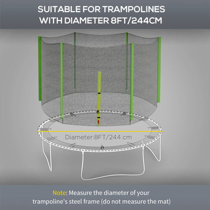 8ft Trampoline Net Replacement Safety Net with Zipped Door, Green