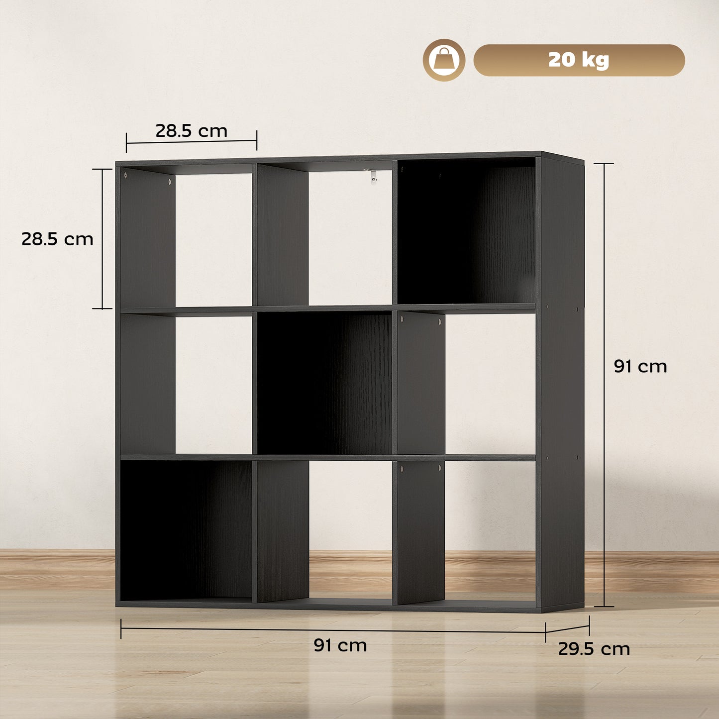9 Cube Storage Unit Cabinet Bookcase Display Shelves, Black