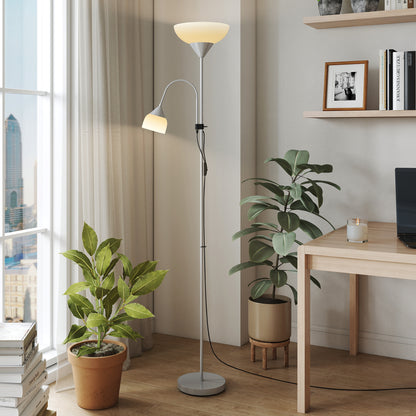 Mother-Child Floor Lamp Duo Light with 3 Colour Temperatures, Silver