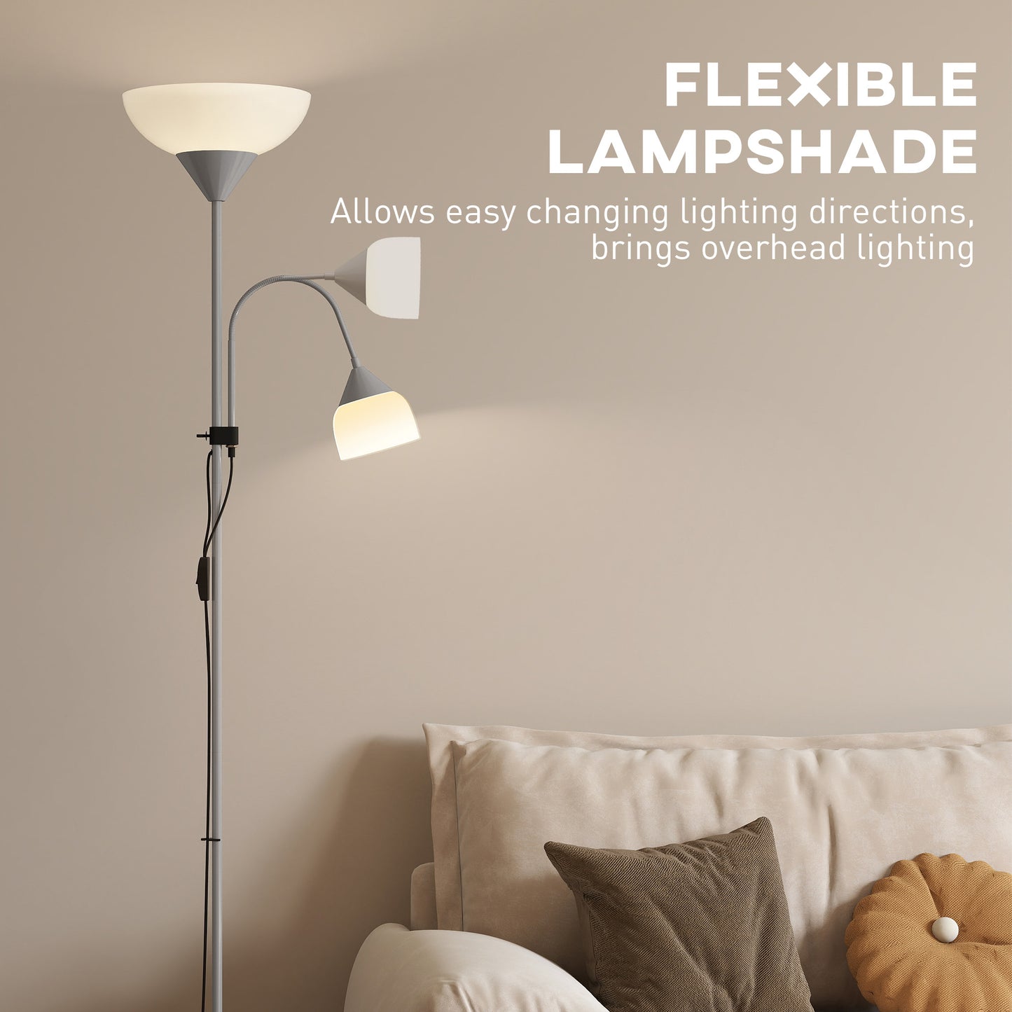 Mother-Child Floor Lamp Duo Light with 3 Colour Temperatures, Silver