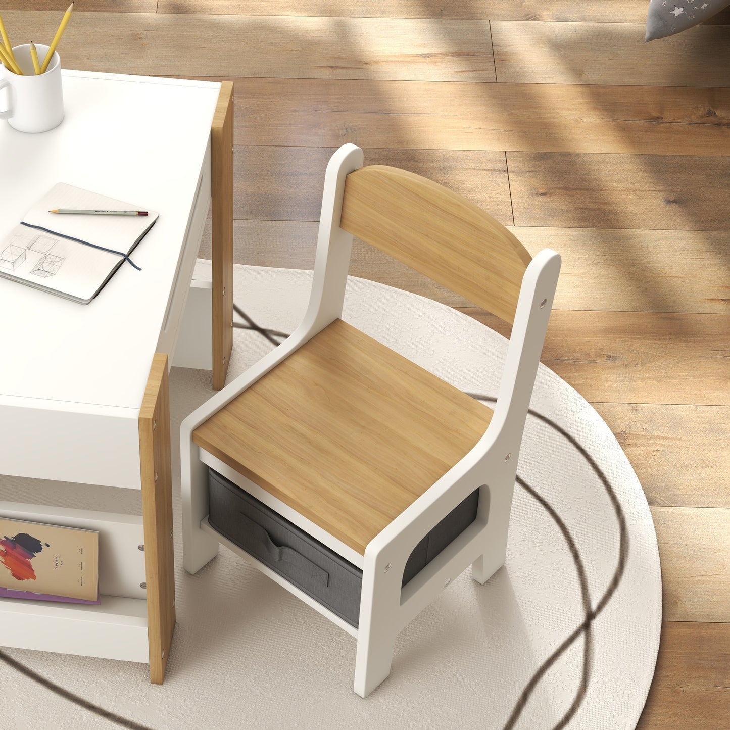 3-Piece Kids Table and Chair Set for Nursery, Playroom, Classroom