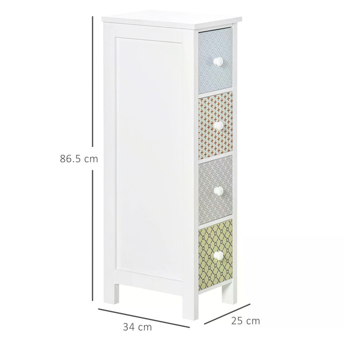 Chest of Drawers, 4 Drawer Dresser, Storage Organizer Toilet Tissue Cabinet for Bedroom, Bathroom