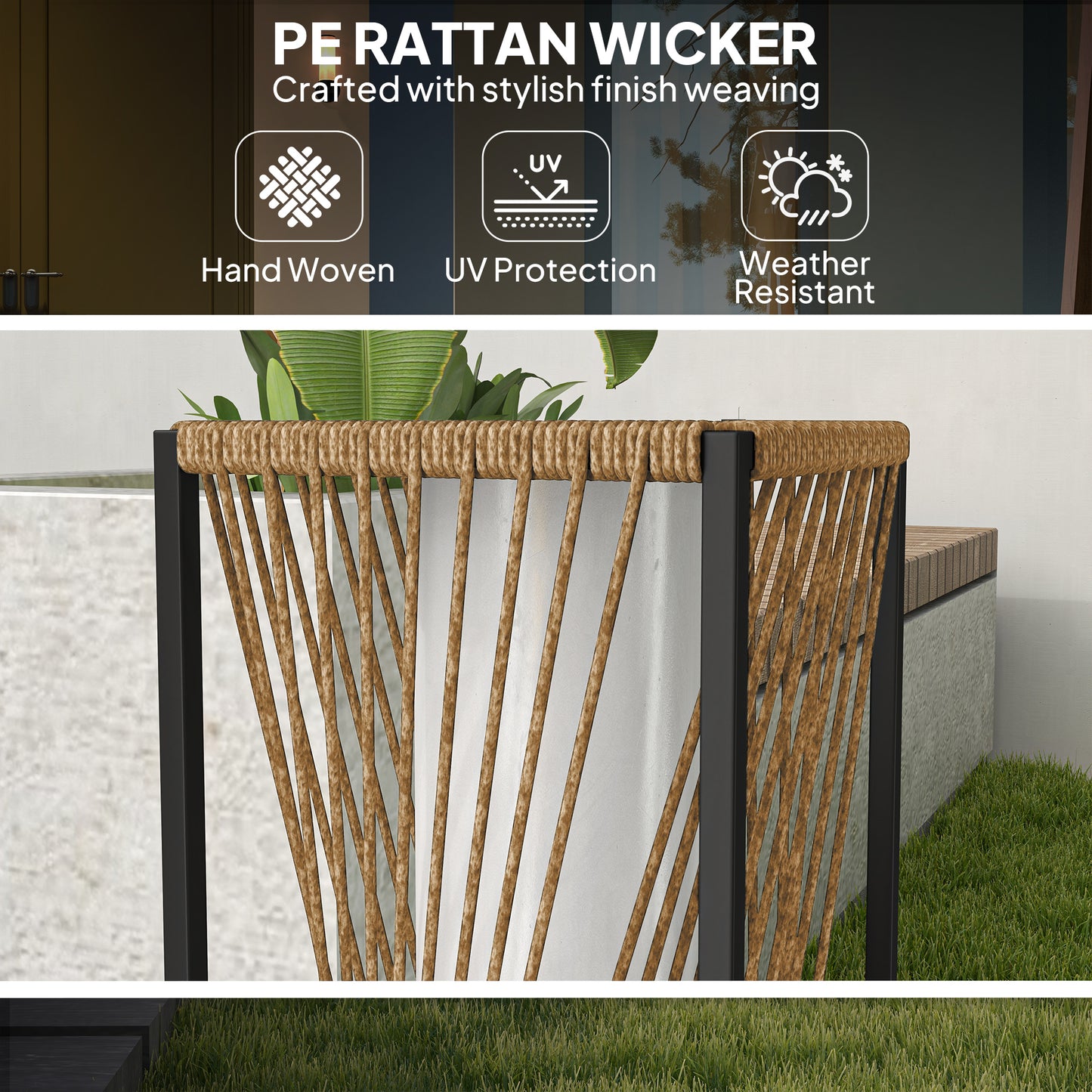Rattan Solar Floor Lamp, Auto On/Off  Garden Lights, Sand Brown