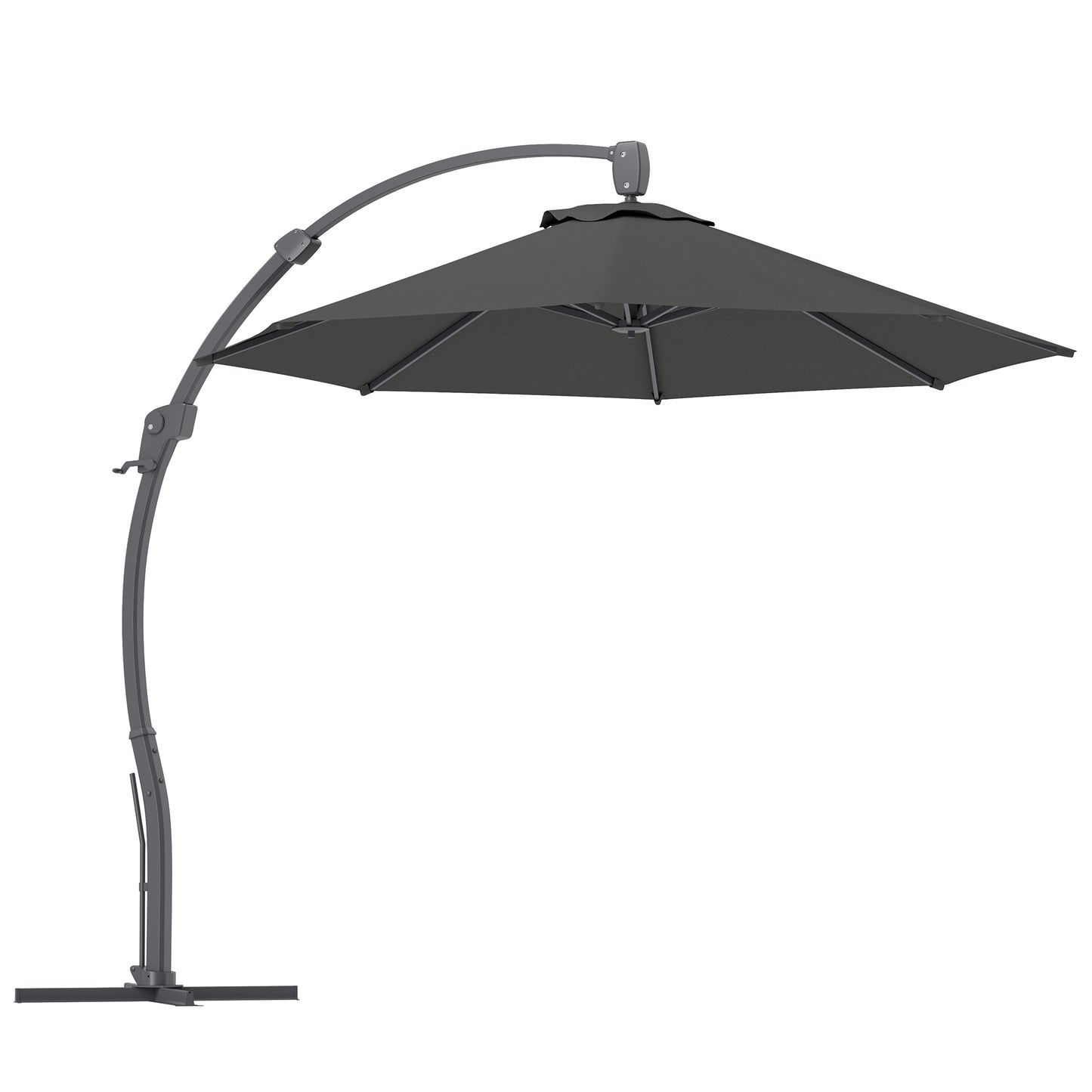 3(m) Garden Cantilever Parasol with Crank Aluminium Frame Grey