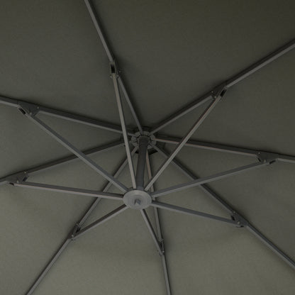 3(m) Garden Cantilever Parasol with Crank Aluminium Frame Grey
