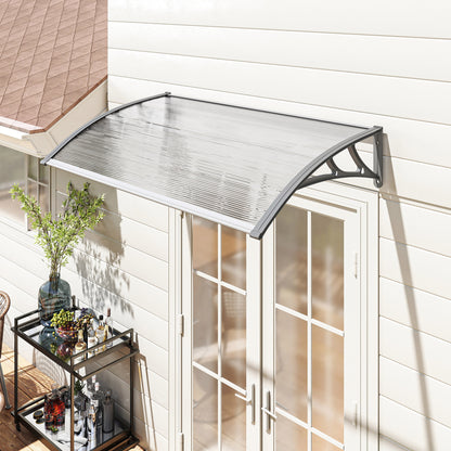 Door Canopy Outdoor Awning Rain Shelter for Window Porch, Grey