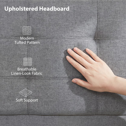 Upholstered Ottoman Bed, 3ft Single Storage Bed Frame, Grey