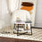 Round Coffee Table with Storage Shelf and Marble Effect Top, White