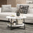 Round Coffee Table with Storage Shelf and Marble Effect Top, White