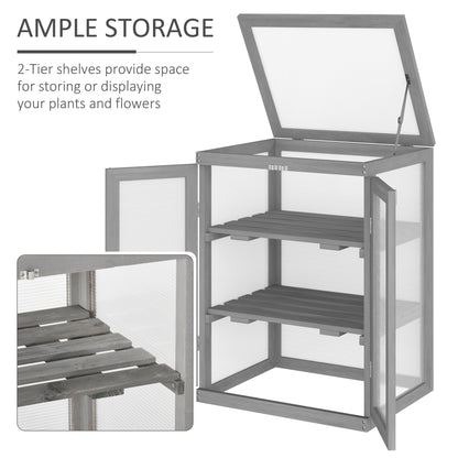 3-tier Wood Greenhouse Plant Storage Shelf Garden Cold Frame Grow House