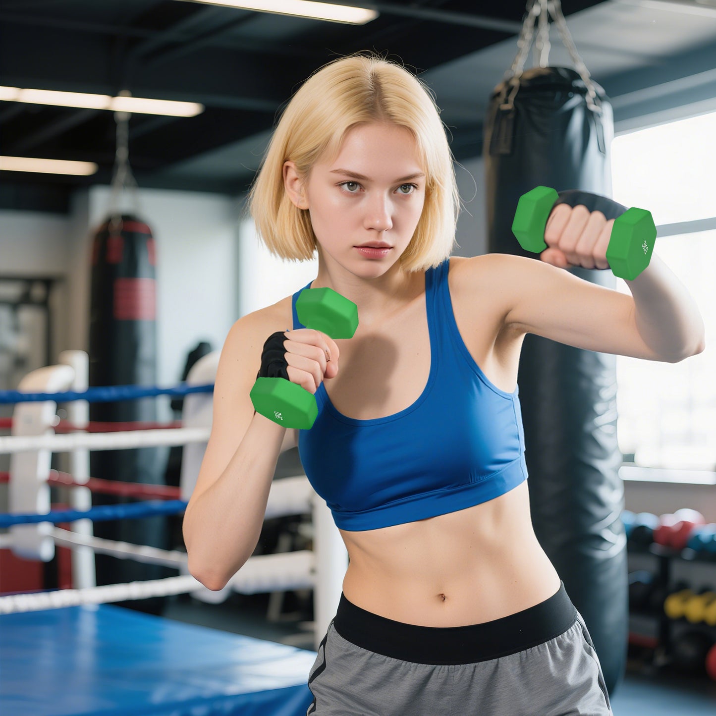 Hex Dumbbells Set with Dumbbell Rack, 2 x 1kg, 2 x 3kg, 2 x 5kg