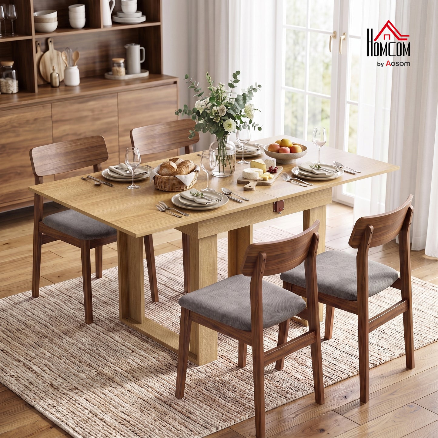 Folding Dining Table Under-Table Storage 140cm Oak
