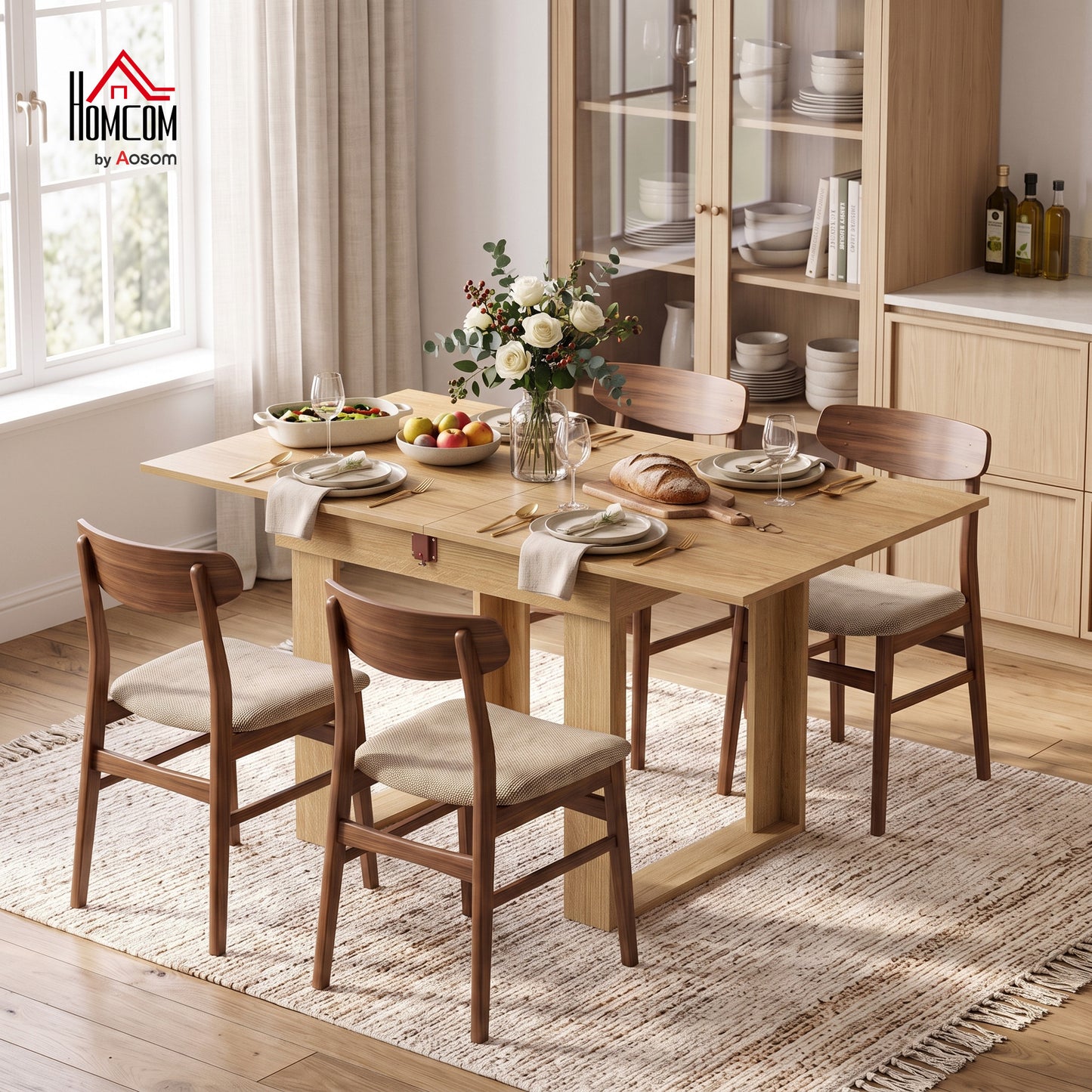 Folding Dining Table Under-Table Storage 140cm Oak