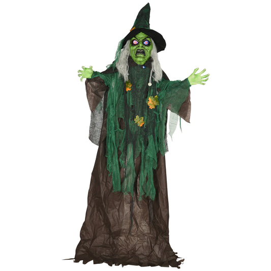 6ft Outdoor Halloween Witch Prop Decoration with Light Up Eyes and Heart