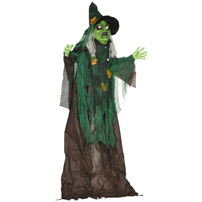 6ft Outdoor Halloween Witch Prop Decoration with Light Up Eyes and Heart