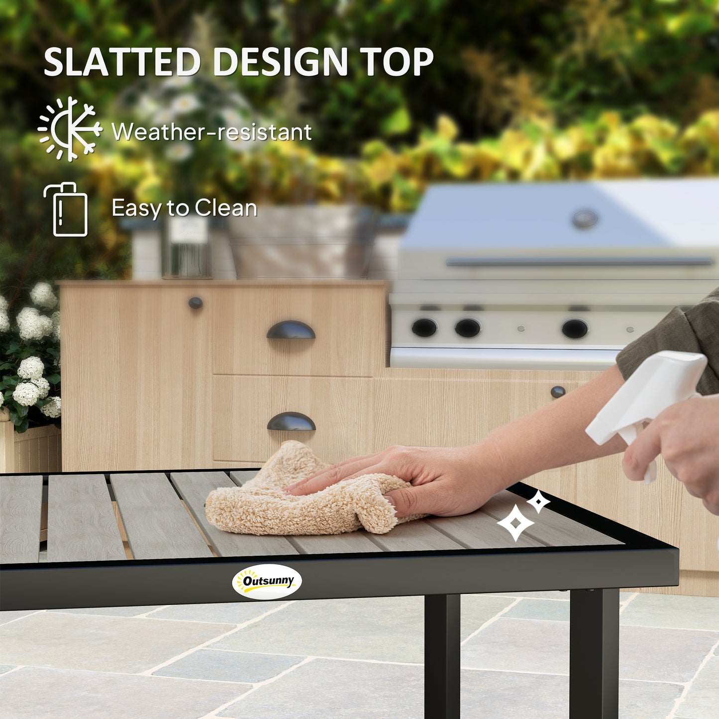 Garden Table for 4 Person with 5.4cm Parasol Hole, Light Grey