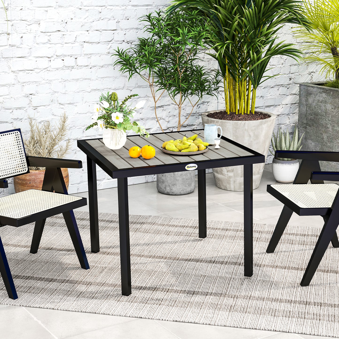 Garden Table for 4 Person with 5.4cm Parasol Hole, Light Grey