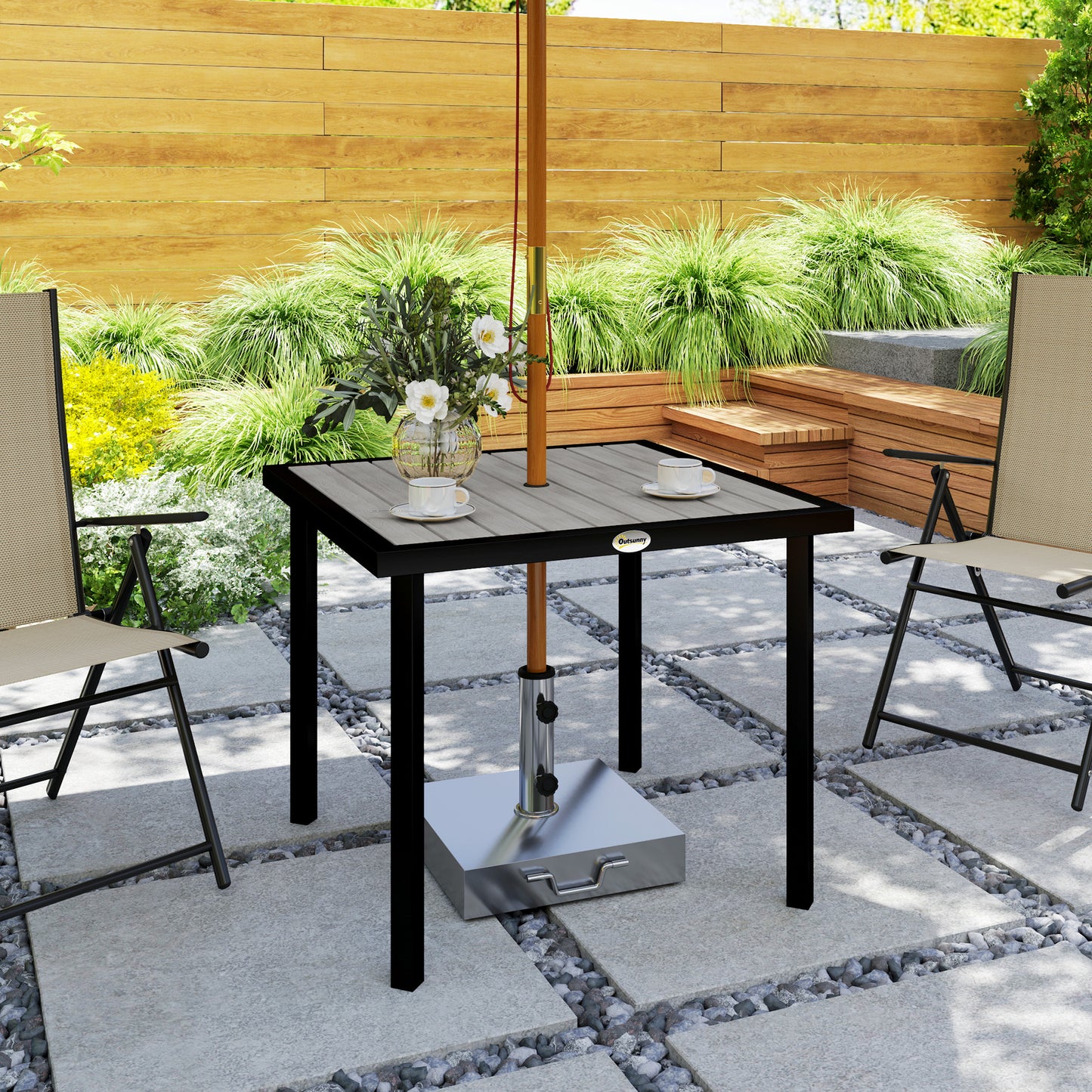 Garden Table for 4 Person with 5.4cm Parasol Hole, Light Grey