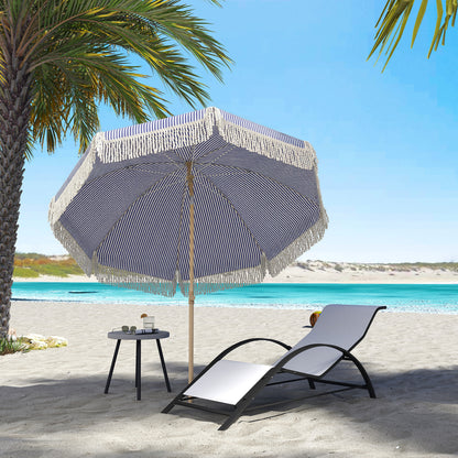 1.7 m Beach Umbrella, Adjustable Height Portable Parasol, Blue