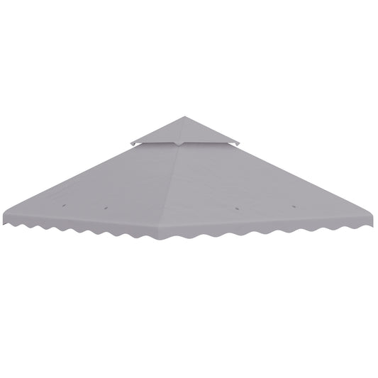 3 x 3 (m) Gazebo Canopy Replacement Covers, 2-Tier Gazebo Roof Replacement (TOP ONLY), Grey