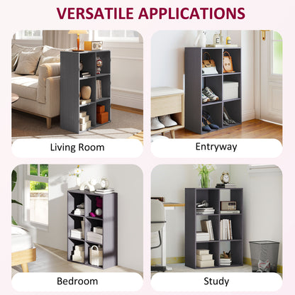 6-Cube Bookshelf, Display Shelving Unit for Home Office, Grey