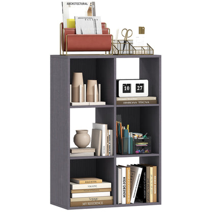 6-Cube Bookshelf, Display Shelving Unit for Home Office, Grey