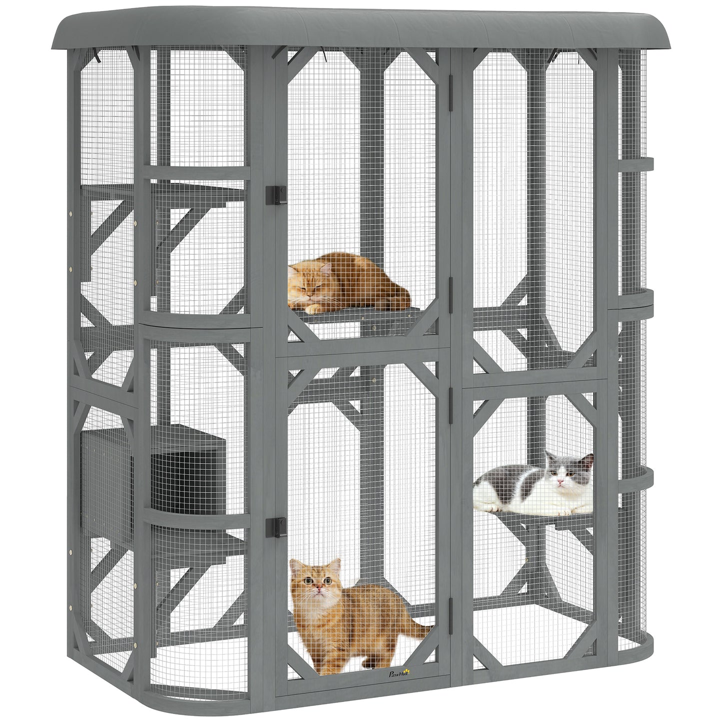 Walk-in Catio, Outdoor Cat Enclosure with 4 Jumping Platforms, Condo