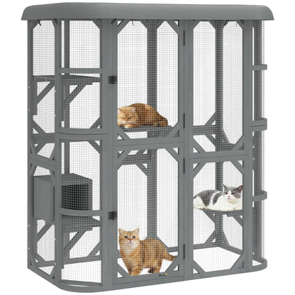 Walk-in Catio, Outdoor Cat Enclosure with 4 Jumping Platforms, Condo