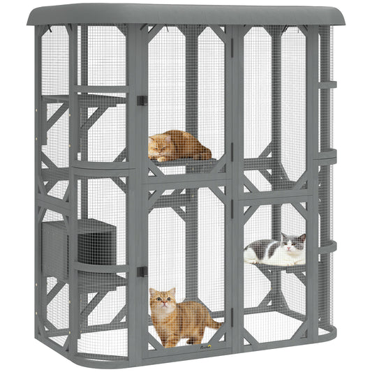 Walk-in Catio, Outdoor Cat Enclosure with 4 Jumping Platforms, Condo
