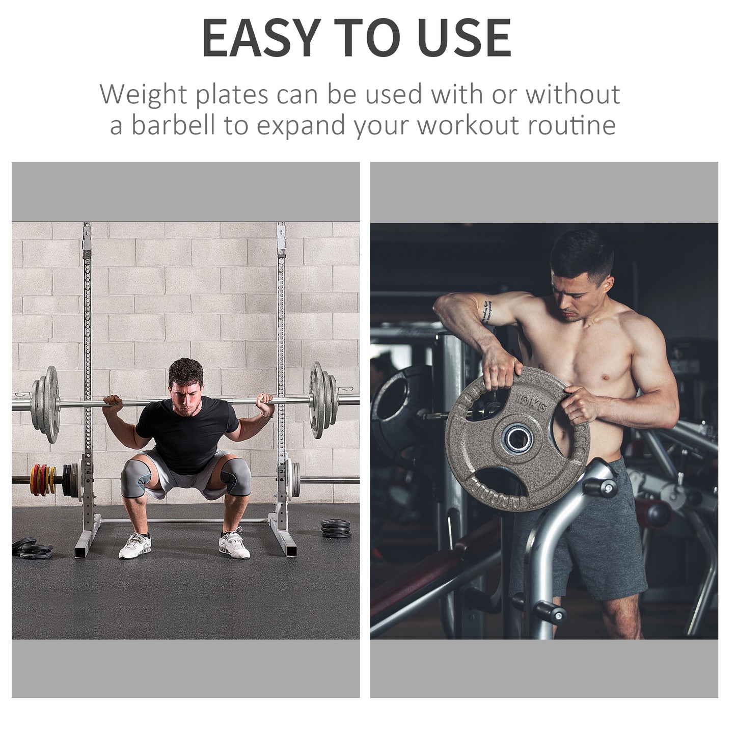 HOMCOM Set of 2 Cast Iron 2" Olympic Weight Plates Barbell Weight 2 x 10kg