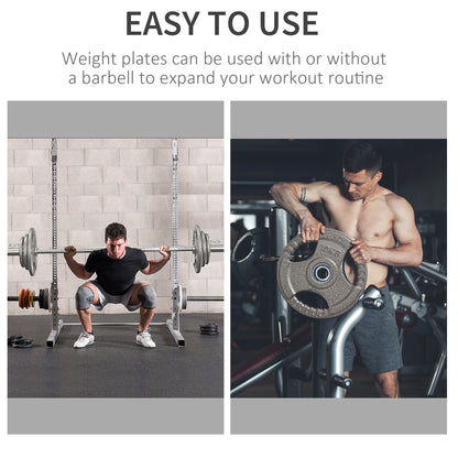 HOMCOM Set of 2 Cast Iron 2" Olympic Weight Plates Barbell Weight 2 x 10kg