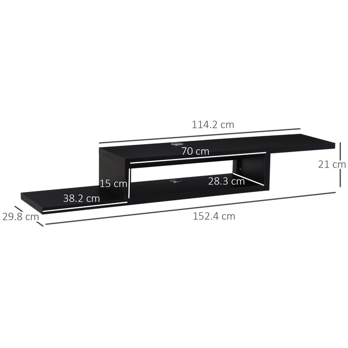 Wall Mounted Media Console, Floating TV Stand Component Shelf, Black