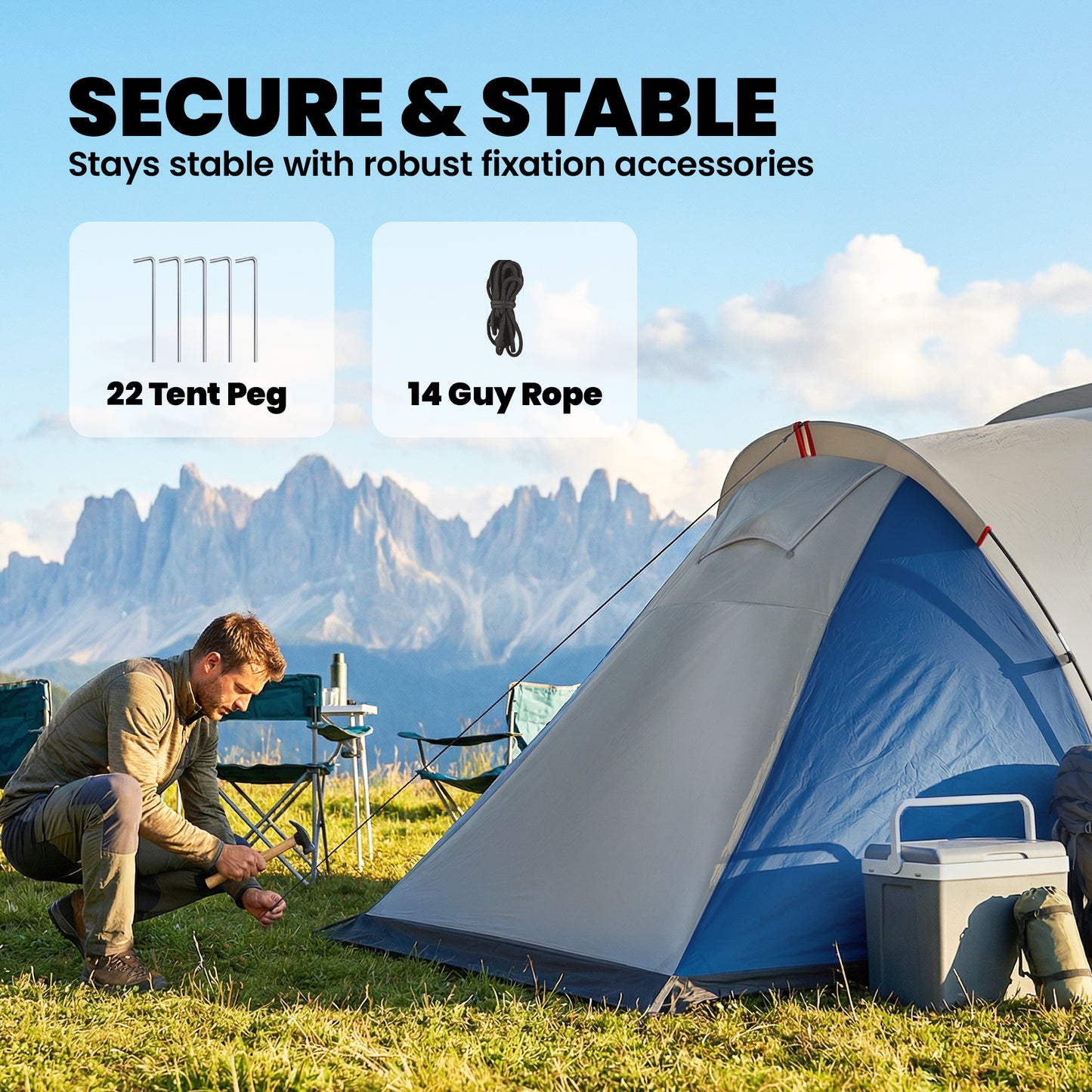 Family Camping Tent 3000mm Waterproof 8-12 Person Navy Blue